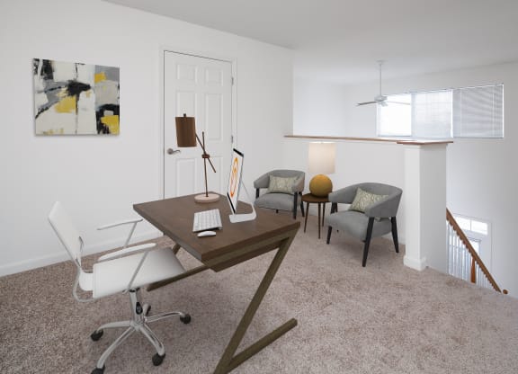 Loft style room with stairs to downstairs