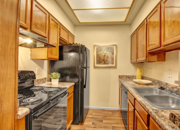 Kitchen with all appliances at the Atrium