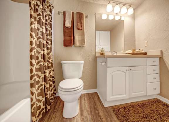 A bathroom with a toilet, sink, and shower curtain.