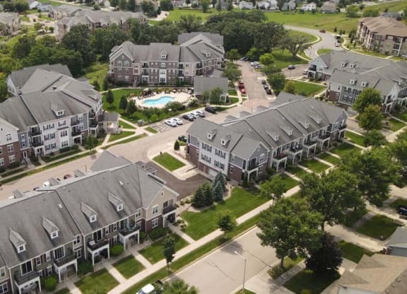 an aerial view of houses in a neighborhood
