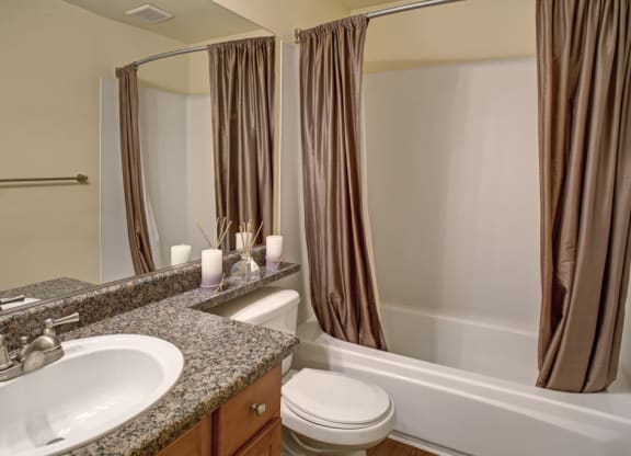 a bathroom with a sink toilet and bathtub