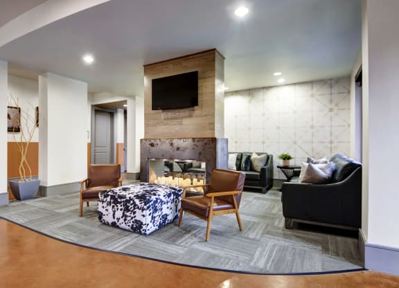 Resident Lounge with furniture and a TV