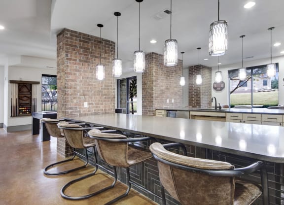 Resident Lounge with seating and kitchen