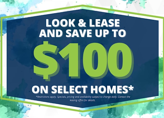 A promotional image offering savings on select homes.