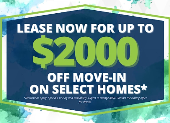 A promotional image offering up to $2000 off move-in on select homes.