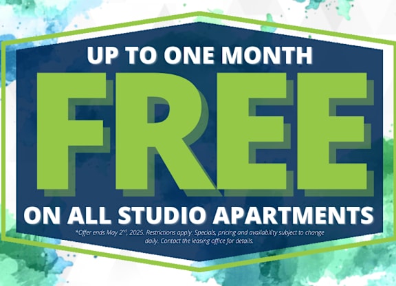 A promotional image advertising a free offer on studio apartments.