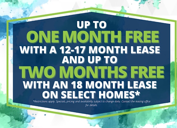 A promotional image offering free months with lease options.