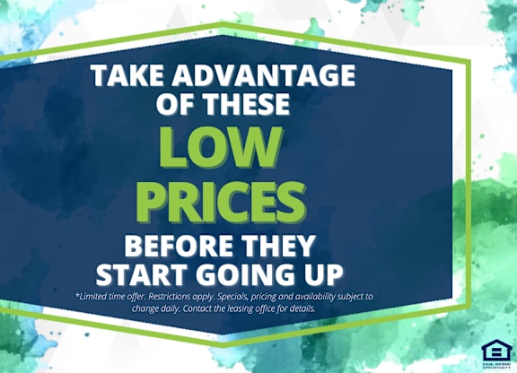 A promotional image encouraging viewers to take advantage of low prices before they increase.