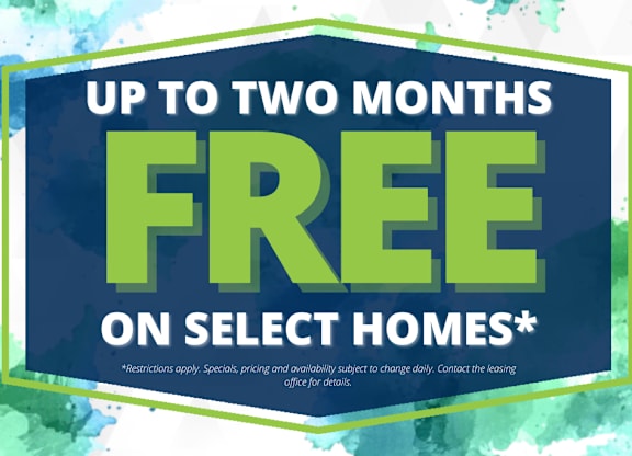 A promotional image advertising up to two months free on select homes.