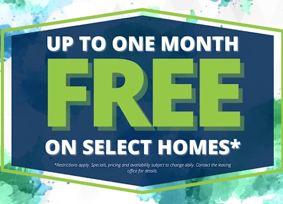 A promotional image advertising a free offer on select homes for up to one month.