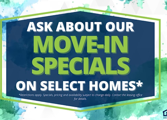 A sign advertising move-in specials on select homes.