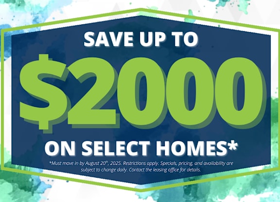 A promotional image advertising a $2000 saving on select homes.