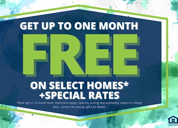 A promotional image offering a free month on select homes.