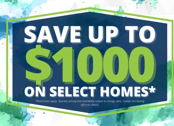 a sign that says save up to 500 on select homes