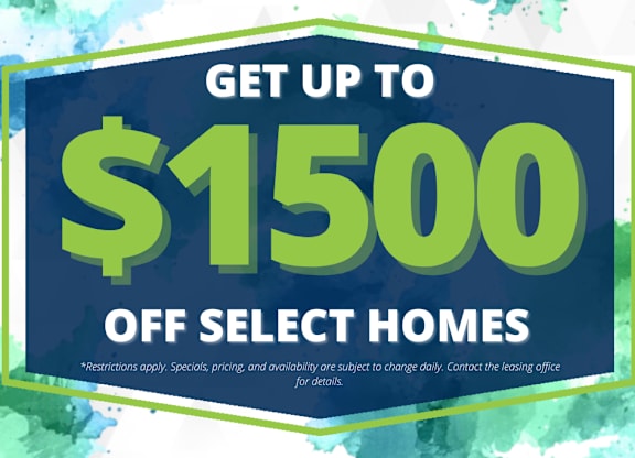A promotional image offering up to $1500 off select homes.