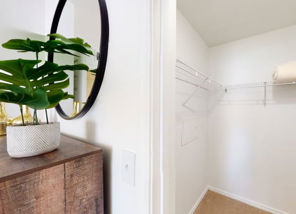 a walk in closet in a 555 waverly unit