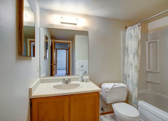 Gateway Square Apartment Homes Bathroom with Wooden Flooring Apartments for rent in St. Albert, AB