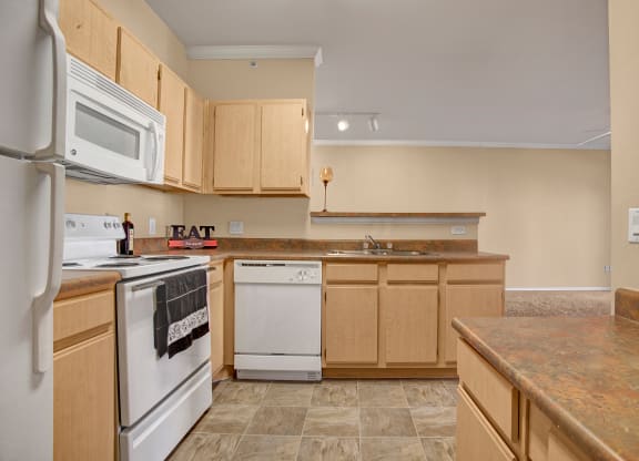 Built in Desk and White Appliances