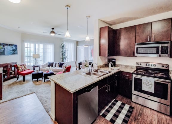 Le Mirage Apartments Kitchen and Living Room Apartment for rent near Odessa, TX