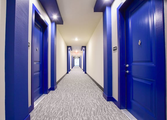 The Crosby at The Brickyard vibrant hallway area Apartment North of Dallas