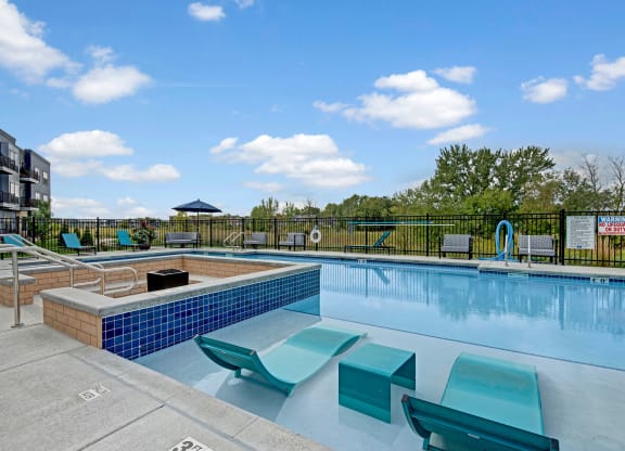 The Outdoor Pool at The Lafayette Apartment Homes, Weidner Real Estate Properties Apartments for rent Fitchburg, WI