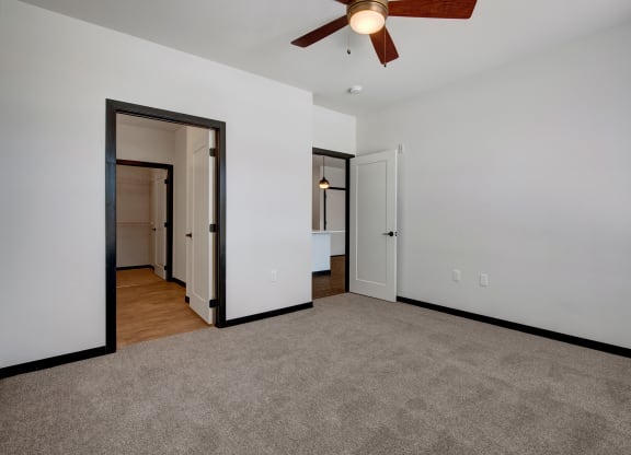 The Lafayette bedroom with ceiling fan Apartments for rent Fitchburg, WI
