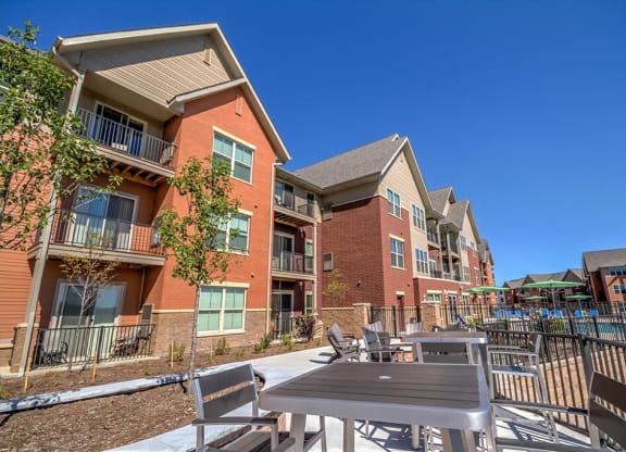 Outside Deck at The Vue at Pinnacle Peak Apartment Homes Apartments in Fitchburg, WI