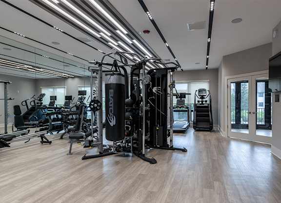 Gym with cardio machines at The Crest at Princeton Meadows, Plainsboro, New Jersey
