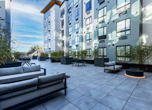 Outdoor Lounge with Firepit at The Botanic, New Jersey