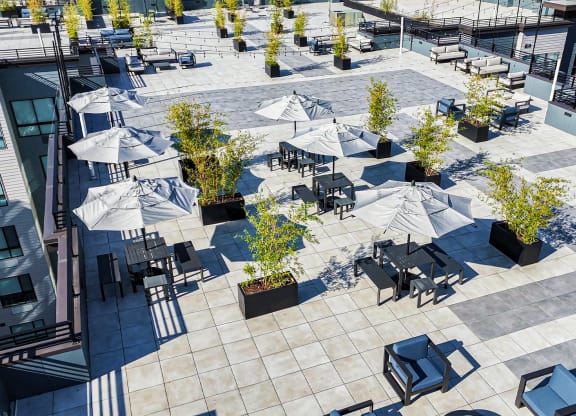 Aerial View of the Rooftop Lounge at The Botanic, Carteret, NJ