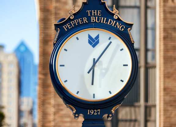 Street clock at The Pepper Building apartments in Rittenhouse Square