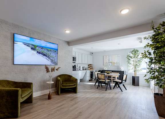 The Village at Bridgewater Upgraded Resident Lounge with TV and Kitchen