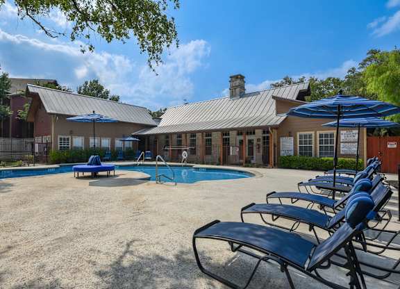 our apartments have a large pool and lounge chairs