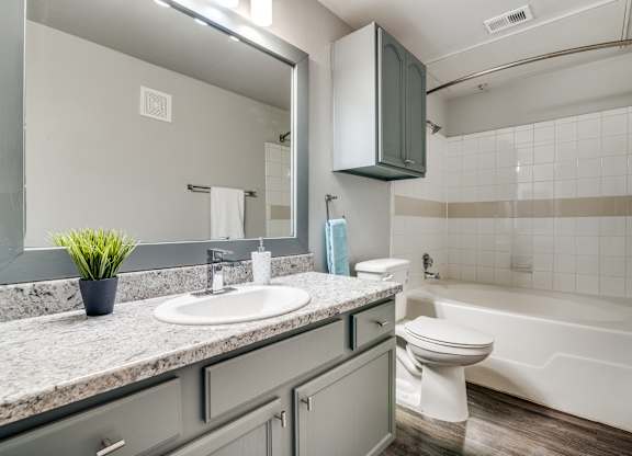 a bathroom with a sink toilet and a mirror