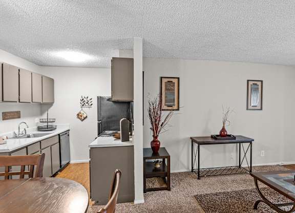 our apartments offer a living room with a fireplace