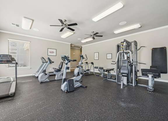 the gym with cardio equipment at the preserve at greatstone