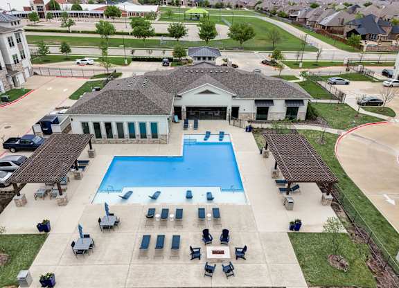 an aerial view of the pool at the club at reunion house