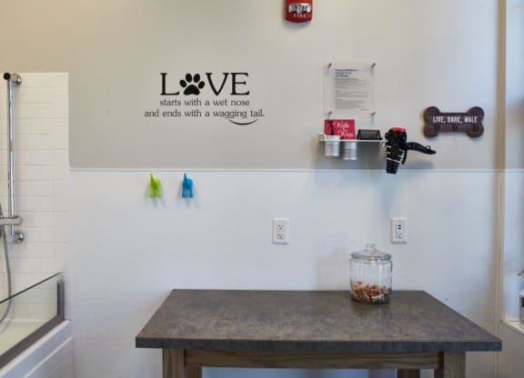 Pet grooming station at The Tannery, Connecticut