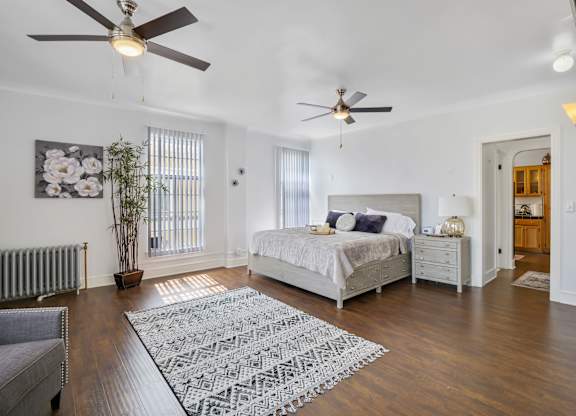 Spacious bedroom at The Langham Apartments, Los Angeles, CA, 90005