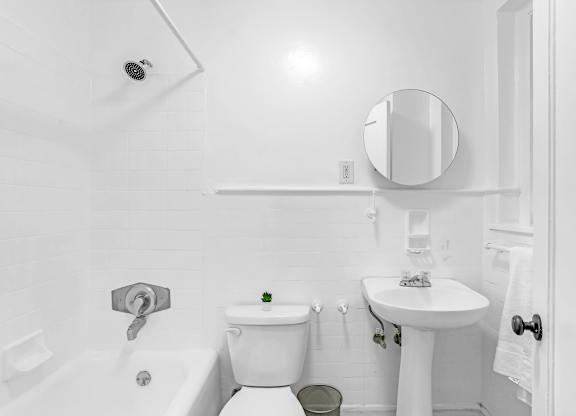 White Bathroom at Park Wilshire, Los Angeles, CA 90057