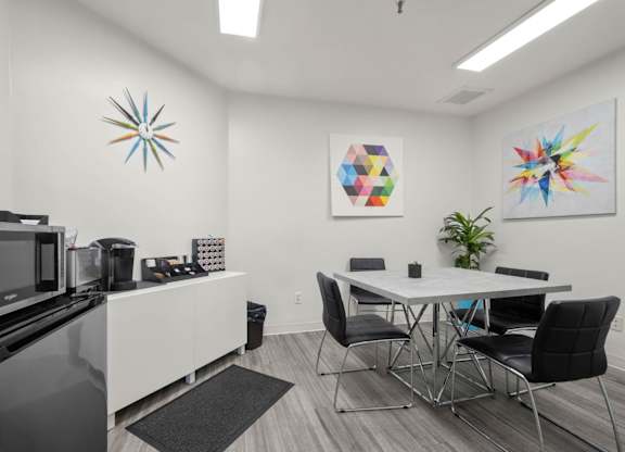 Dining table at Grand Central Market Apartments, Los Angeles, 90013