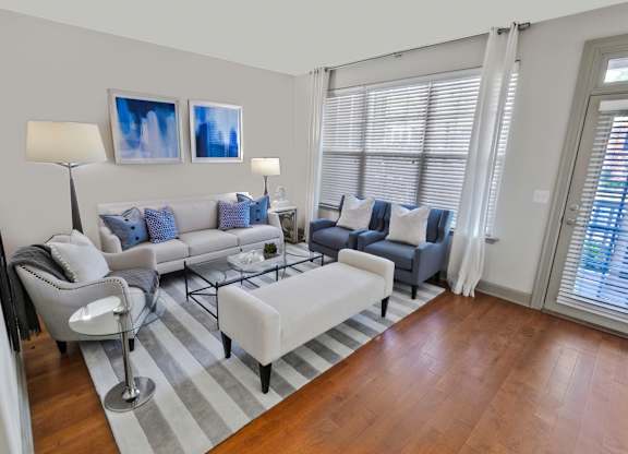 Living Room with Hardwood Flooring at The Estates at Ballantyne, Charlotte, NC, 28277