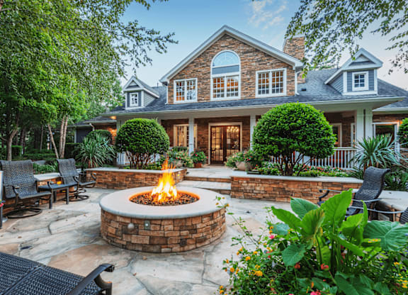 Fire Pit in the Backyard at The Estates at Ballantyne, Charlotte, 28277