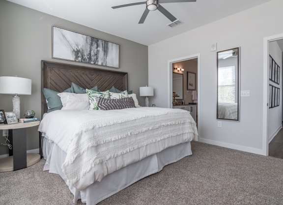 model bedroom with queen bed