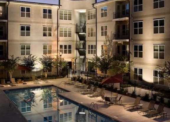 Pool View In Night at Glenwood Park Lofts, Atlanta, 30316