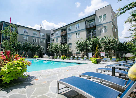 Poolside Relaxing Area at Glenwood Park Lofts, Atlanta, GA, 30316