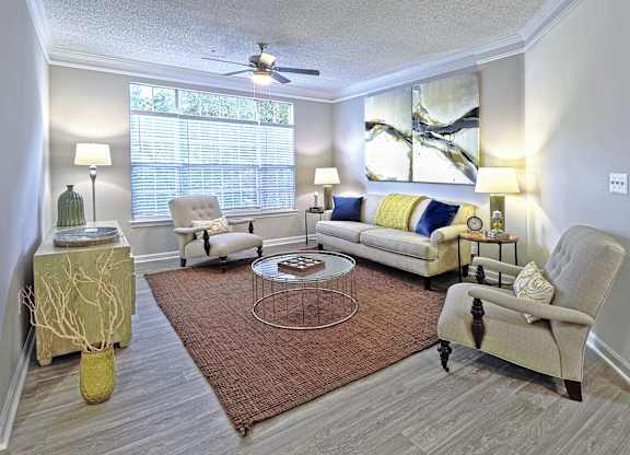 Model Living room at Parc at Perimeter, Atlanta