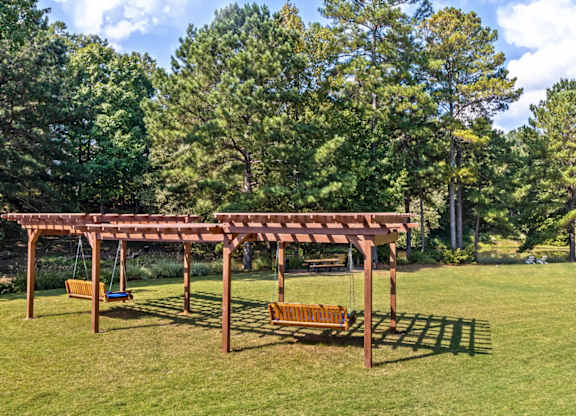 lakeside pergola swingsn at Lullwater at Calumet, Georgia