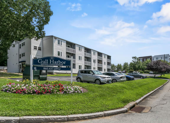 Property signage at Gull Harbor Apartments, New London, Connecticut