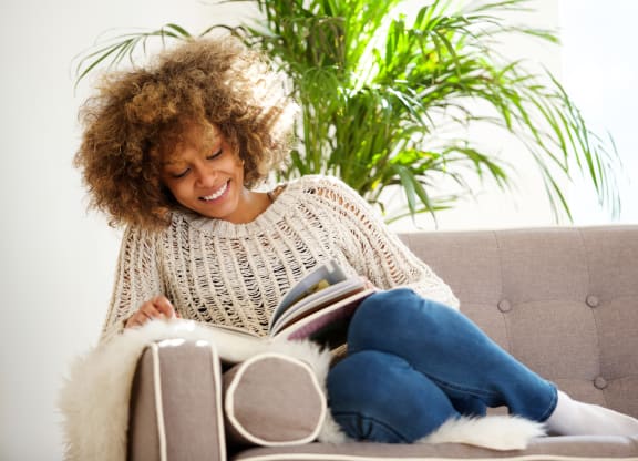 woman enjoying a book